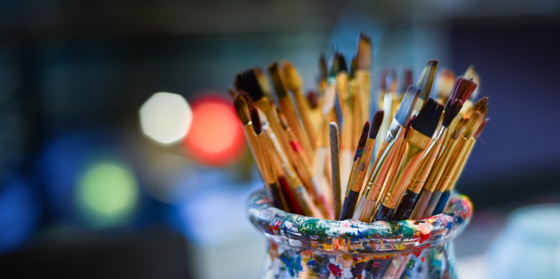 paint brushes in jar for art galleries